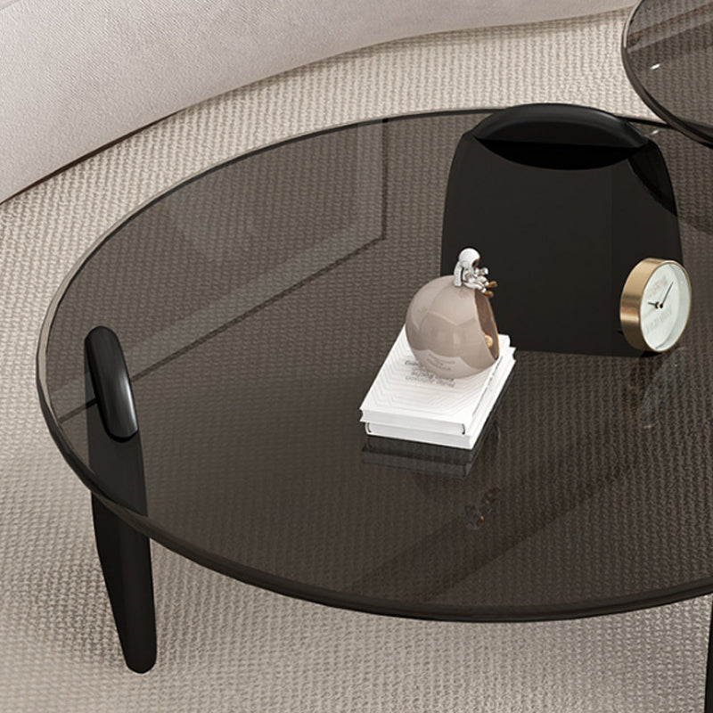 Glass Top Coffee Table Contemporary 3 Legs Coffee Cocktail Table