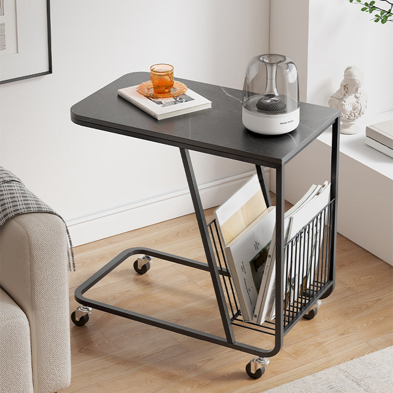 Contemporary C-shape Side Table Black/Gold Metal Side End Snack Table