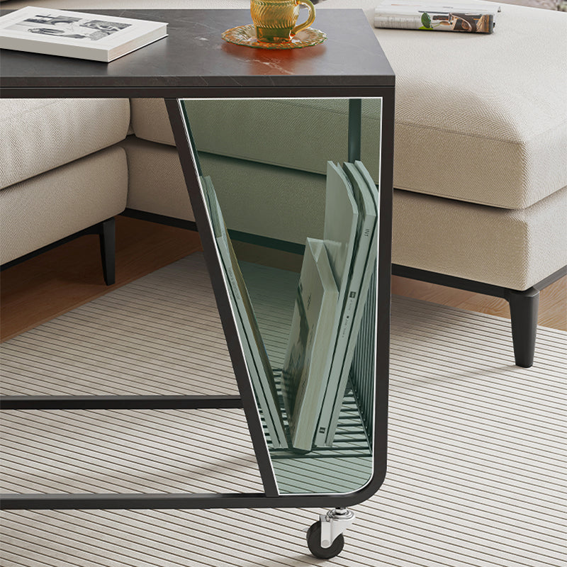 Contemporary C-shape Side Table Black/Gold Metal Side End Snack Table