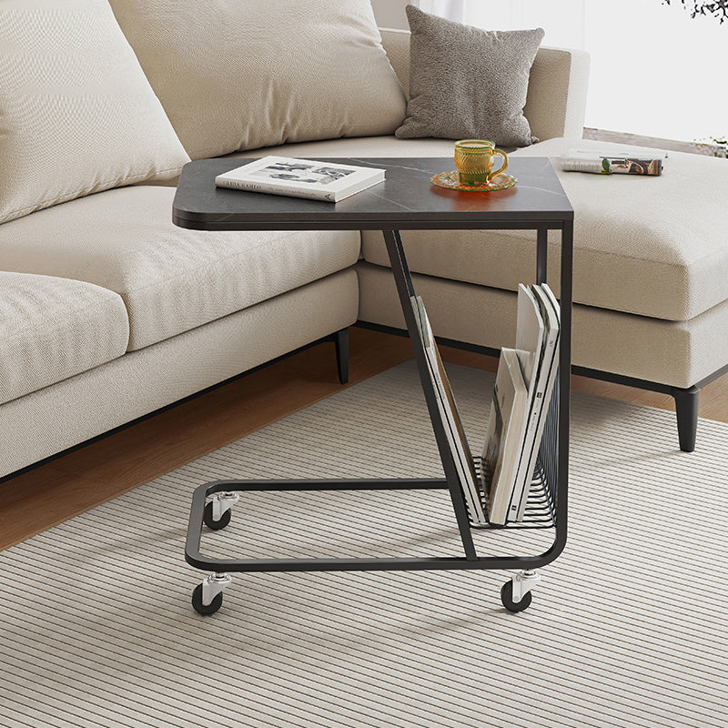 Contemporary C-shape Side Table Black/Gold Metal Side End Snack Table