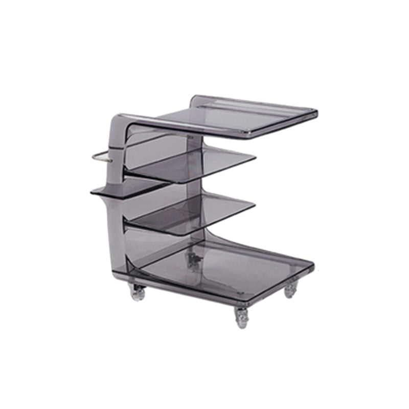 Modern Acrylic Sofa Side Accent Table 21.65" High End Table with Storage