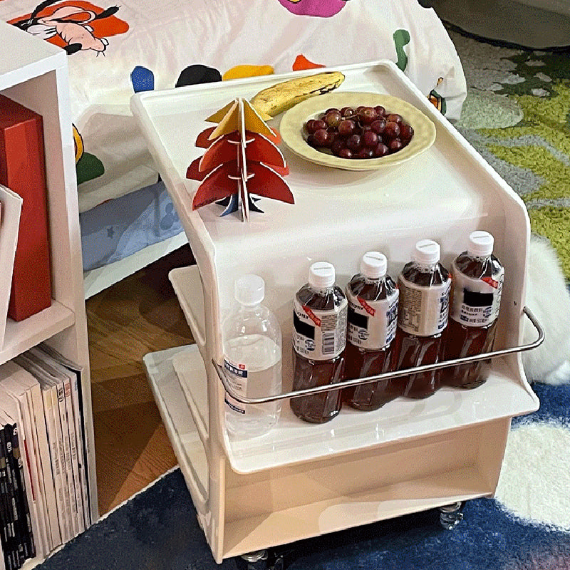 Modern Acrylic Sofa Side Accent Table 21.65" High End Table with Storage