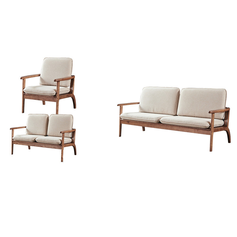 Fabric Sofa in Wooden with Wood Arm Contemporary Living Room Seating