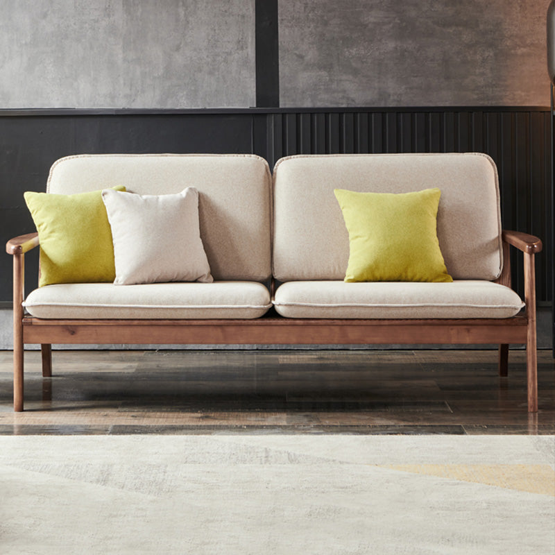 Fabric Sofa in Wooden with Wood Arm Contemporary Living Room Seating
