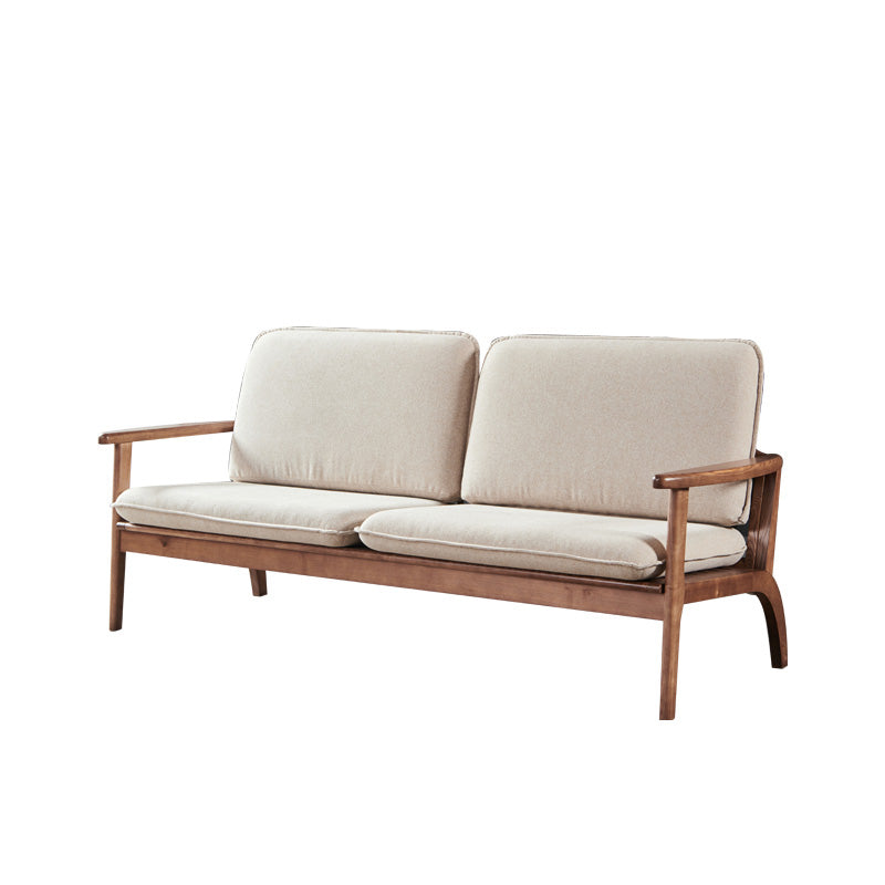 Fabric Sofa in Wooden with Wood Arm Contemporary Living Room Seating