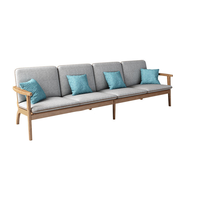 Fabric Sofa in Wooden with Wood Arm Contemporary Living Room Seating