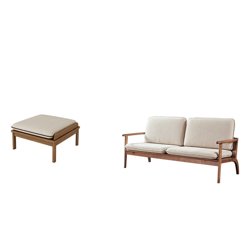 Fabric Sofa in Wooden with Wood Arm Contemporary Living Room Seating