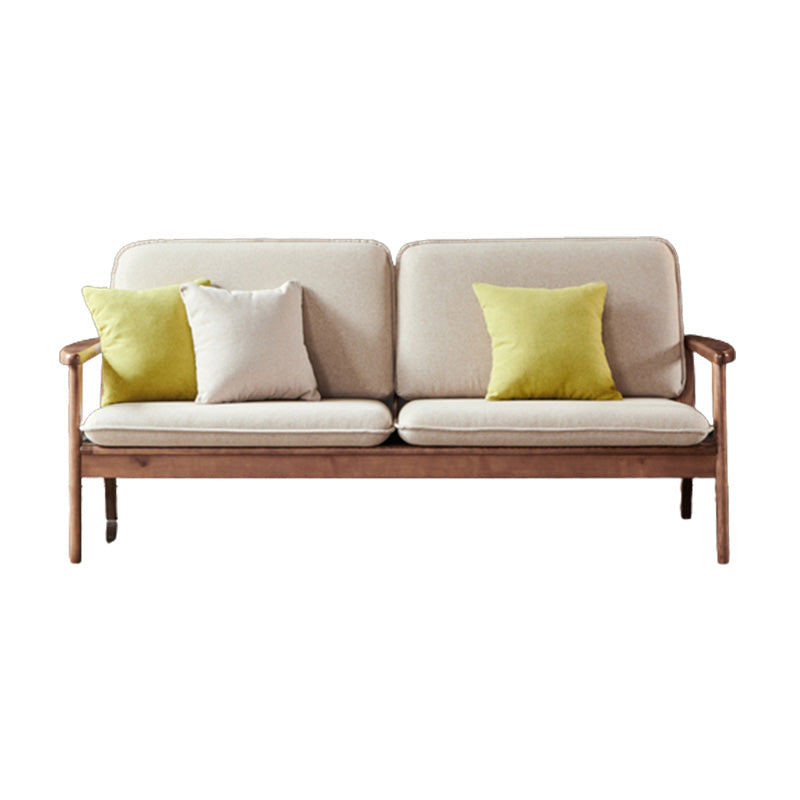Fabric Sofa in Wooden with Wood Arm Contemporary Living Room Seating