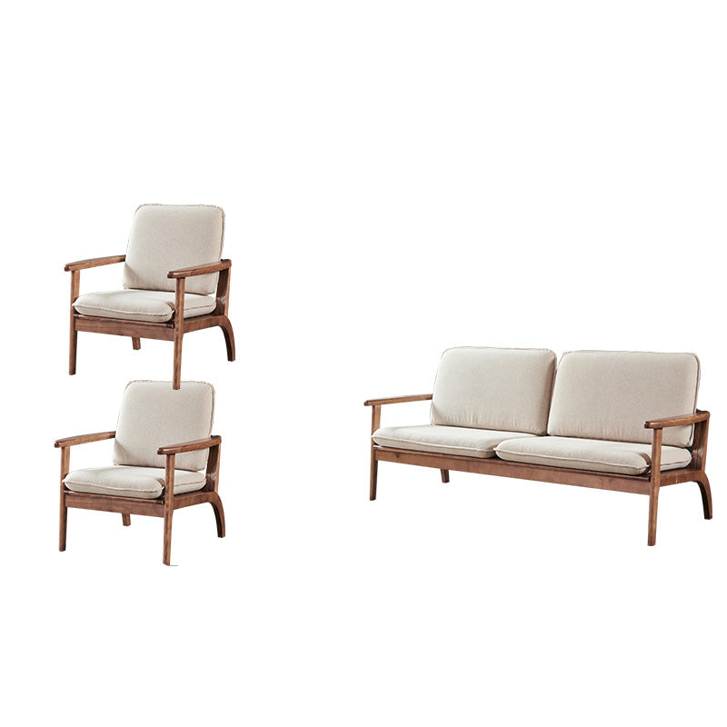 Fabric Sofa in Wooden with Wood Arm Contemporary Living Room Seating