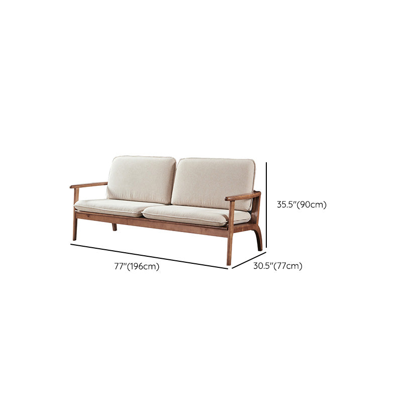 Fabric Sofa in Wooden with Wood Arm Contemporary Living Room Seating