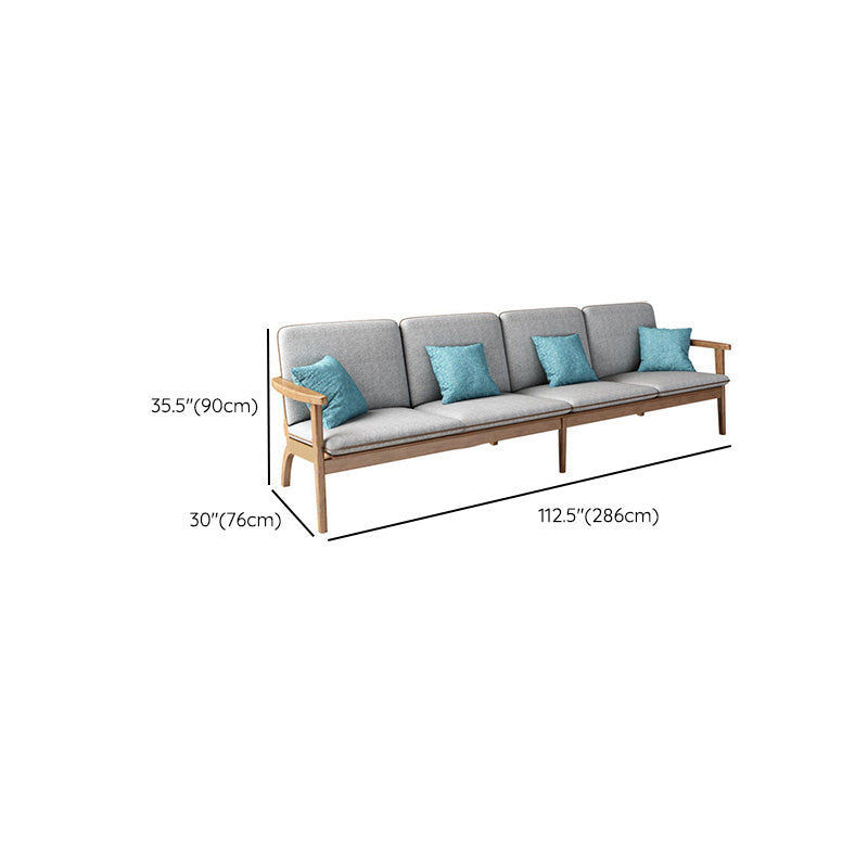 Fabric Sofa in Wooden with Wood Arm Contemporary Living Room Seating