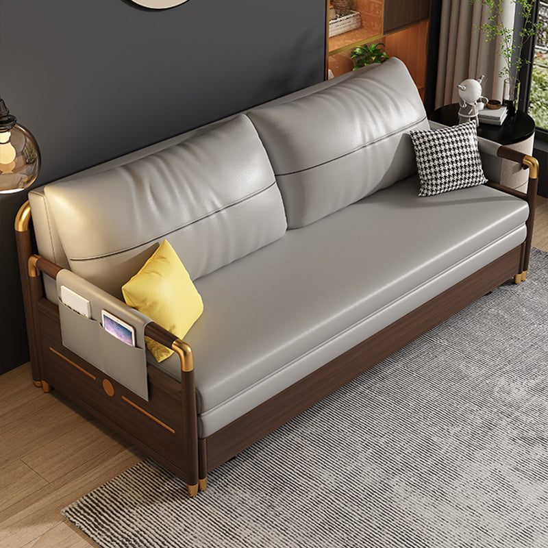 Contemporary Storage Sleeper Sofa Solid Wood  Square Arm Sofa Bed