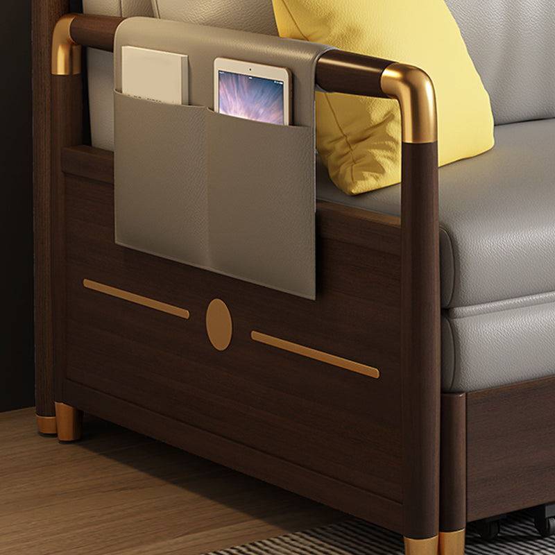 Contemporary Storage Sleeper Sofa Solid Wood  Square Arm Sofa Bed