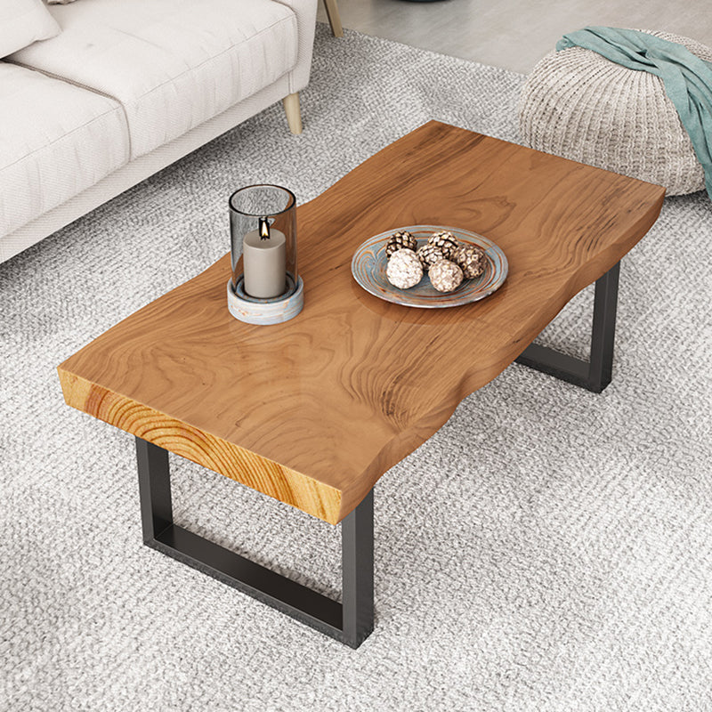 Contemporary Sled Coffee Table Rectangle Solid Wood Coffee Cocktail Table