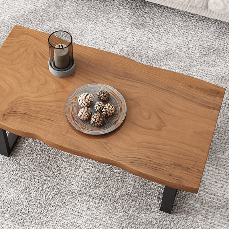 Contemporary Sled Coffee Table Rectangle Solid Wood Coffee Cocktail Table