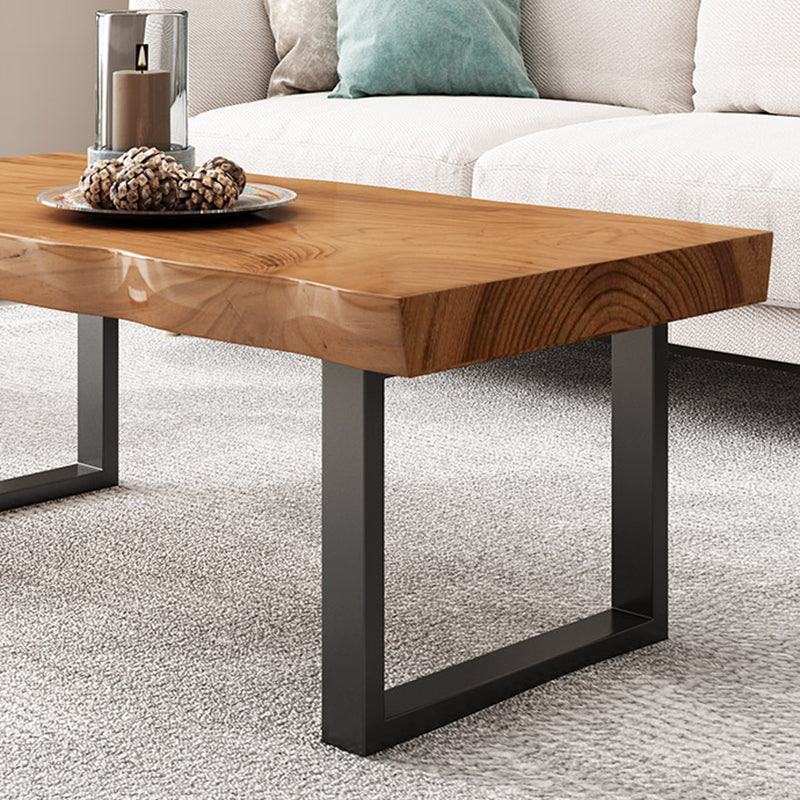 Contemporary Sled Coffee Table Rectangle Solid Wood Coffee Cocktail Table