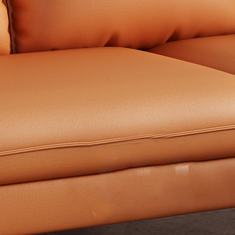 Fabric Settee with Four Legs Contemporary Sofa with Bolster Pillows