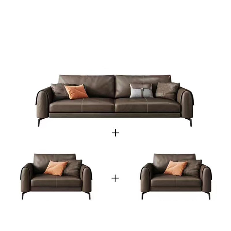 Bonus Room Leather Sofa in Dark Brown Modern Loose Back Seating