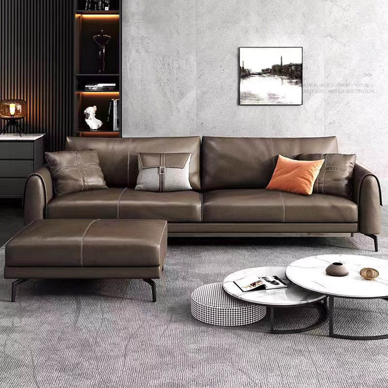 Bonus Room Leather Sofa in Dark Brown Modern Loose Back Seating