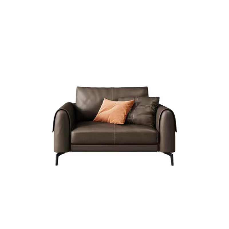 Bonus Room Leather Sofa in Dark Brown Modern Loose Back Seating