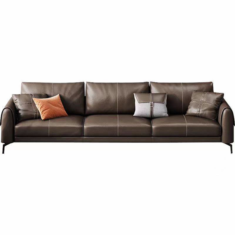 Bonus Room Leather Sofa in Dark Brown Modern Loose Back Seating