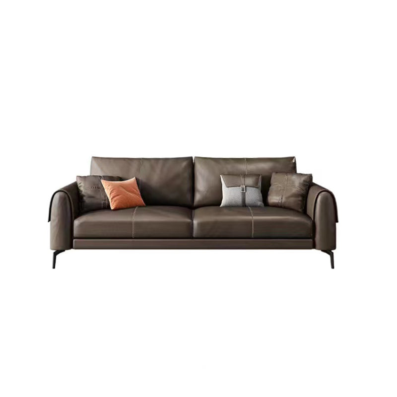 Bonus Room Leather Sofa in Dark Brown Modern Loose Back Seating