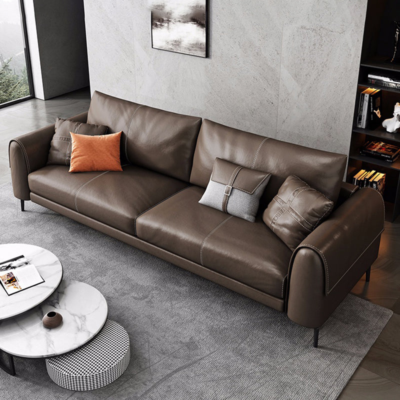 Bonus Room Leather Sofa in Dark Brown Modern Loose Back Seating