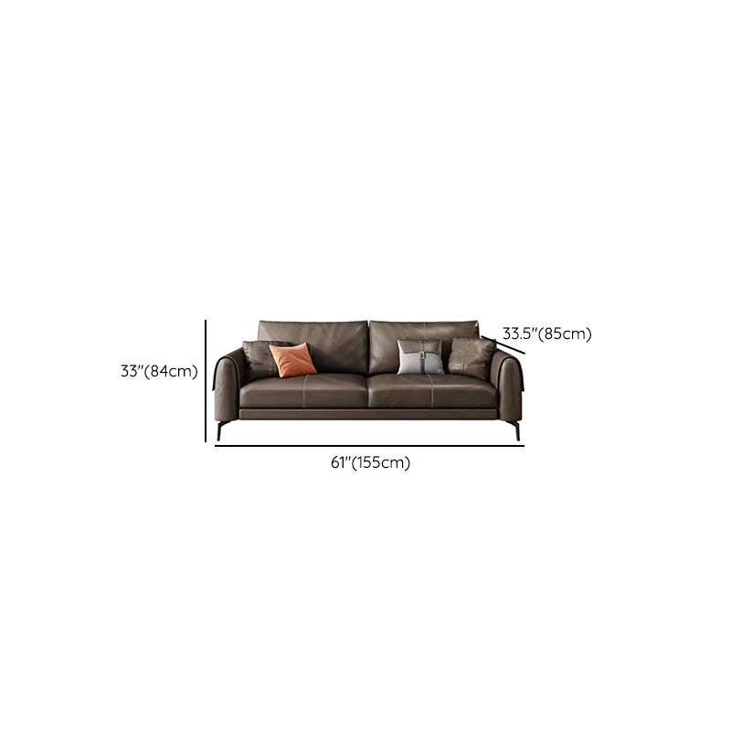 Bonus Room Leather Sofa in Dark Brown Modern Loose Back Seating
