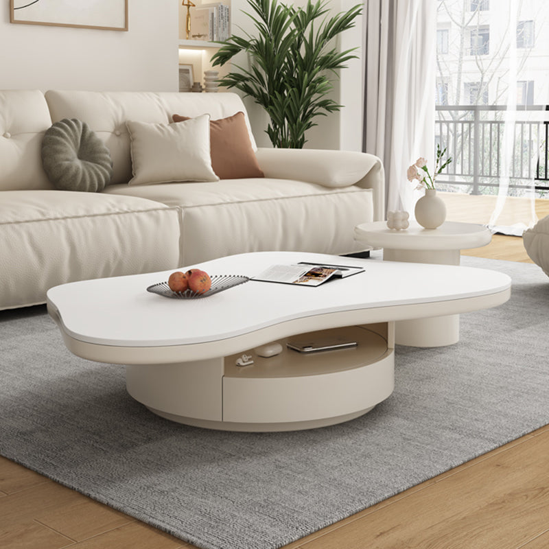 Slate Top Coffee Table Abstract Coffee Cocktail Table with Storage Drawers