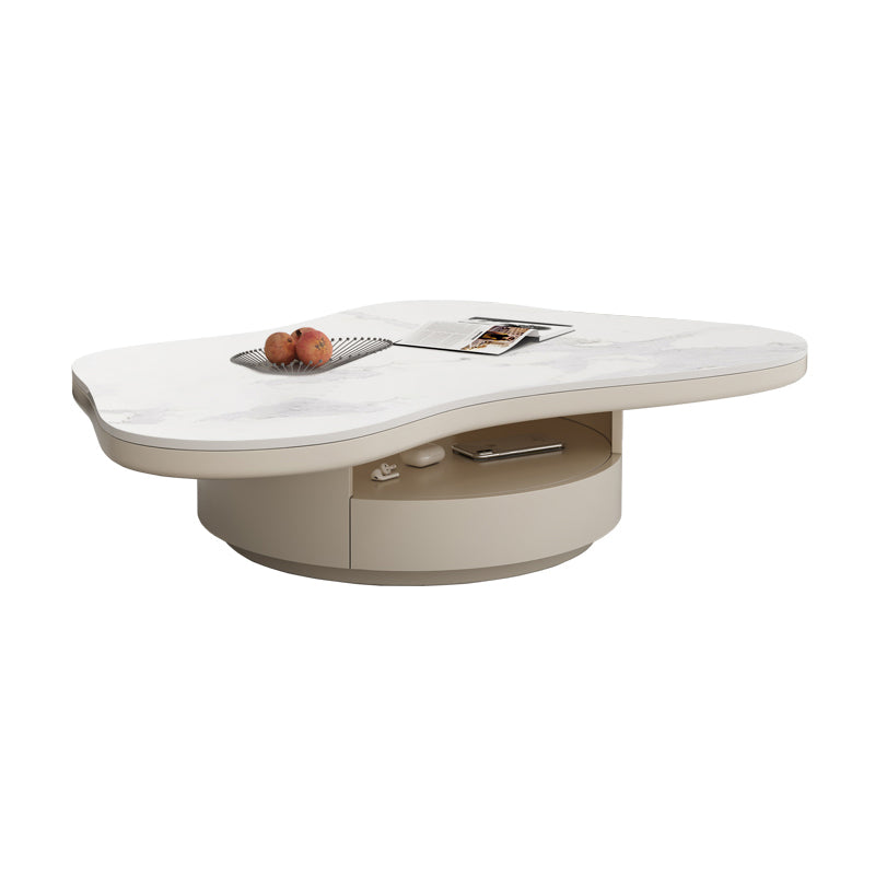 Slate Top Coffee Table Abstract Coffee Cocktail Table with Storage Drawers
