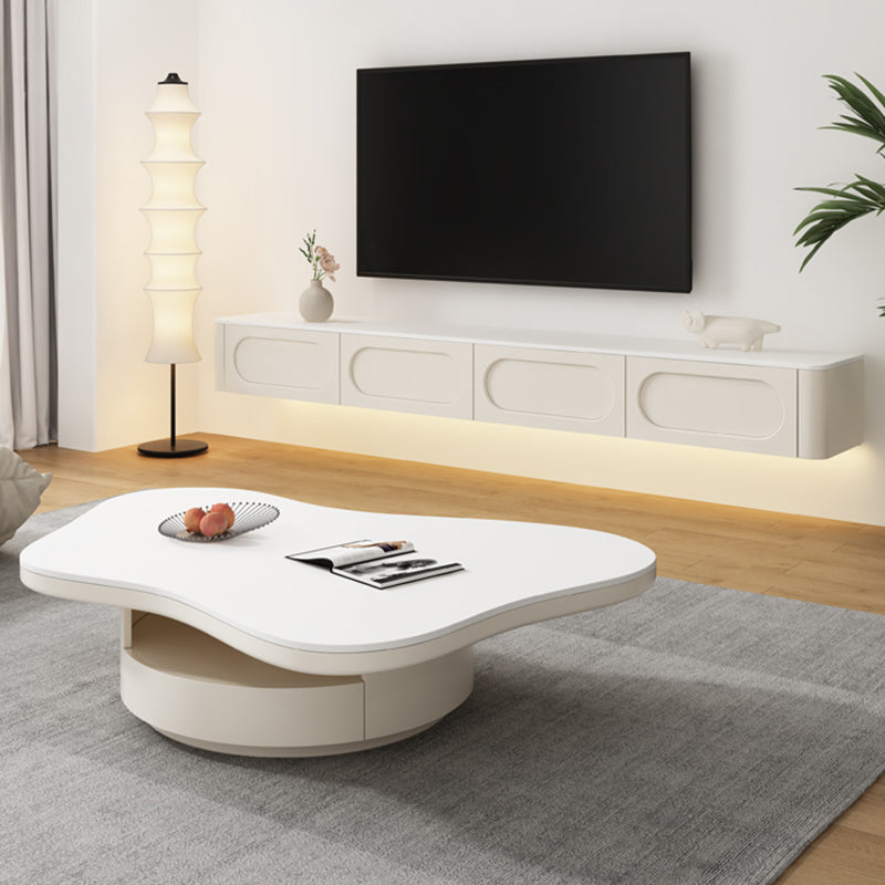 Slate Top Coffee Table Abstract Coffee Cocktail Table with Storage Drawers
