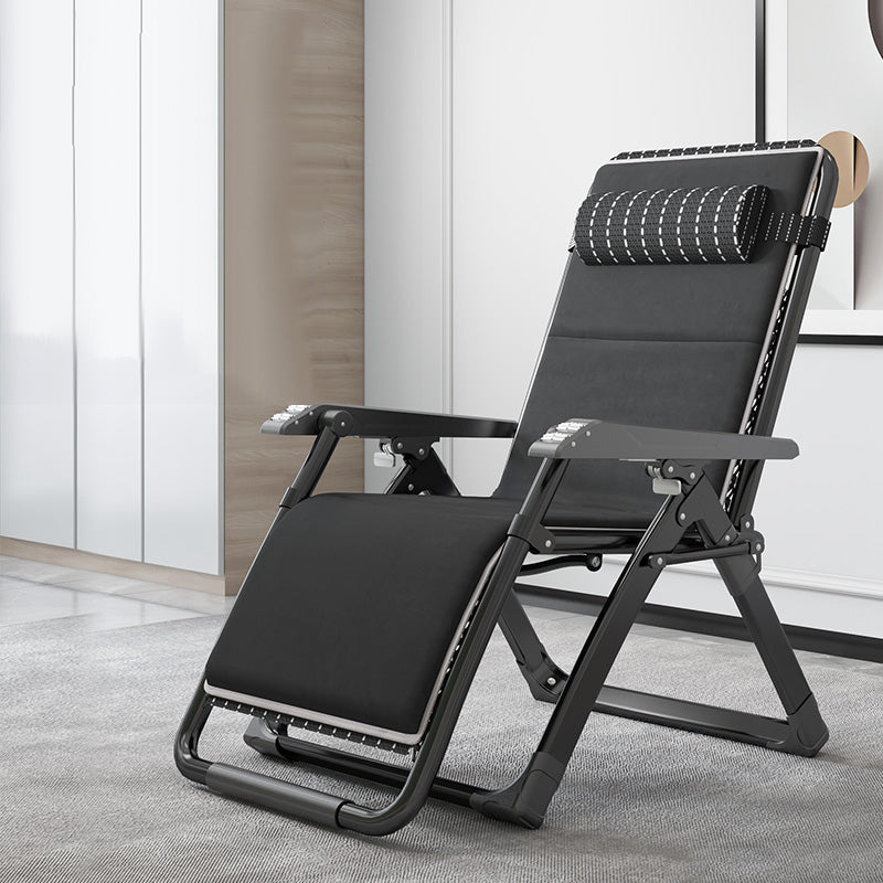 Contemporary Style Standard Recliner Metal Plaid Foldable Chair