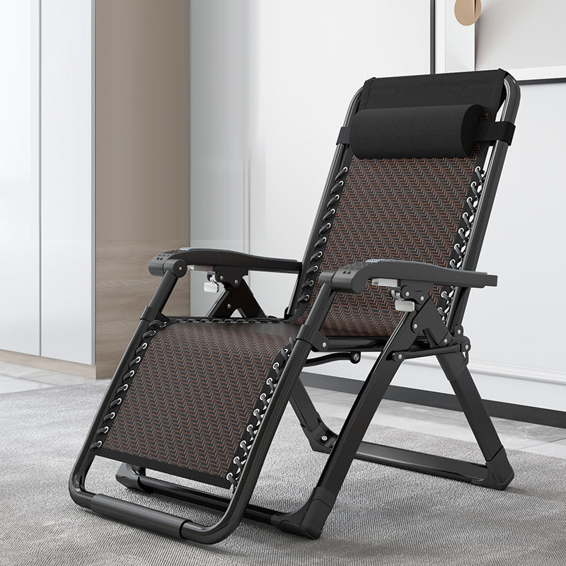 Contemporary Style Standard Recliner Metal Plaid Foldable Chair