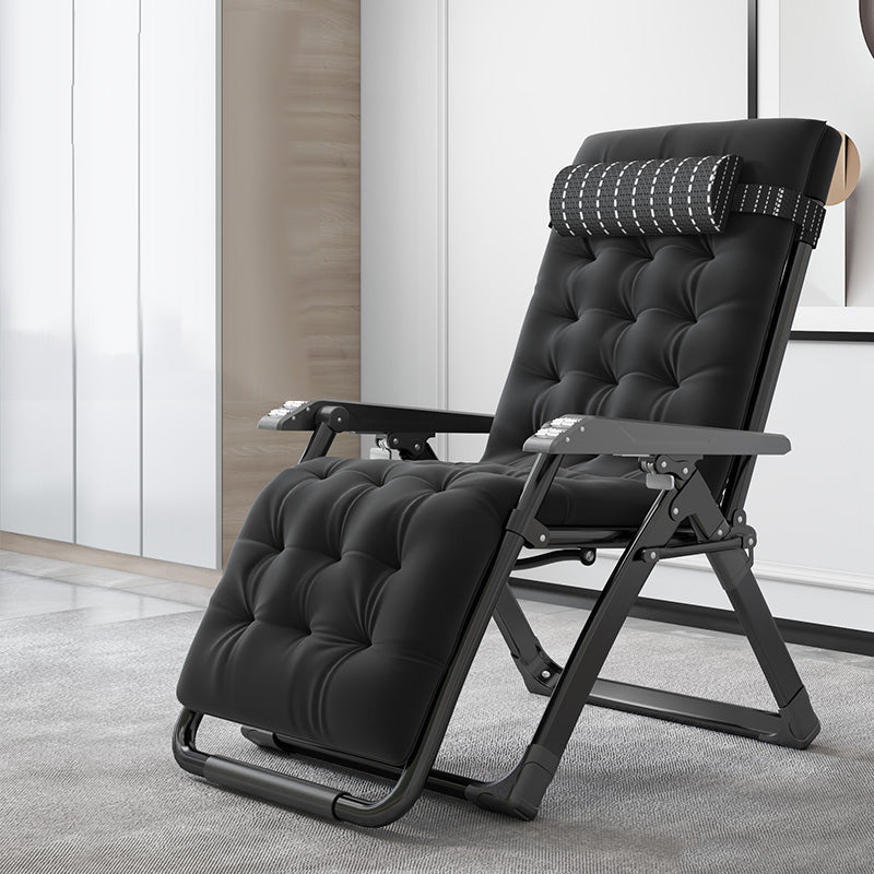 Contemporary Style Standard Recliner Metal Plaid Foldable Chair