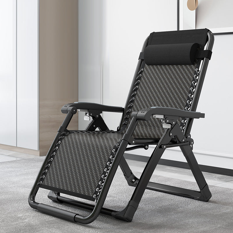 Contemporary Style Standard Recliner Metal Plaid Foldable Chair