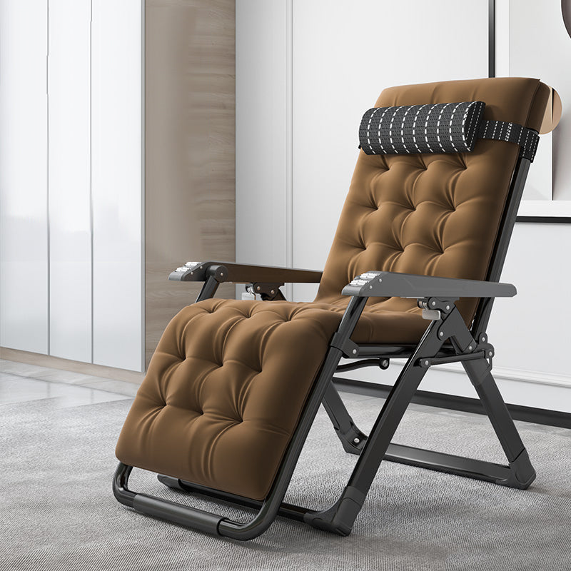 Contemporary Style Standard Recliner Metal Plaid Foldable Chair