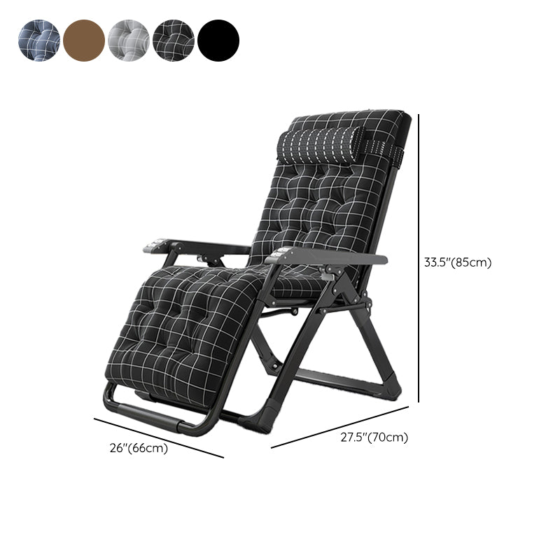 Contemporary Style Standard Recliner Metal Plaid Foldable Chair