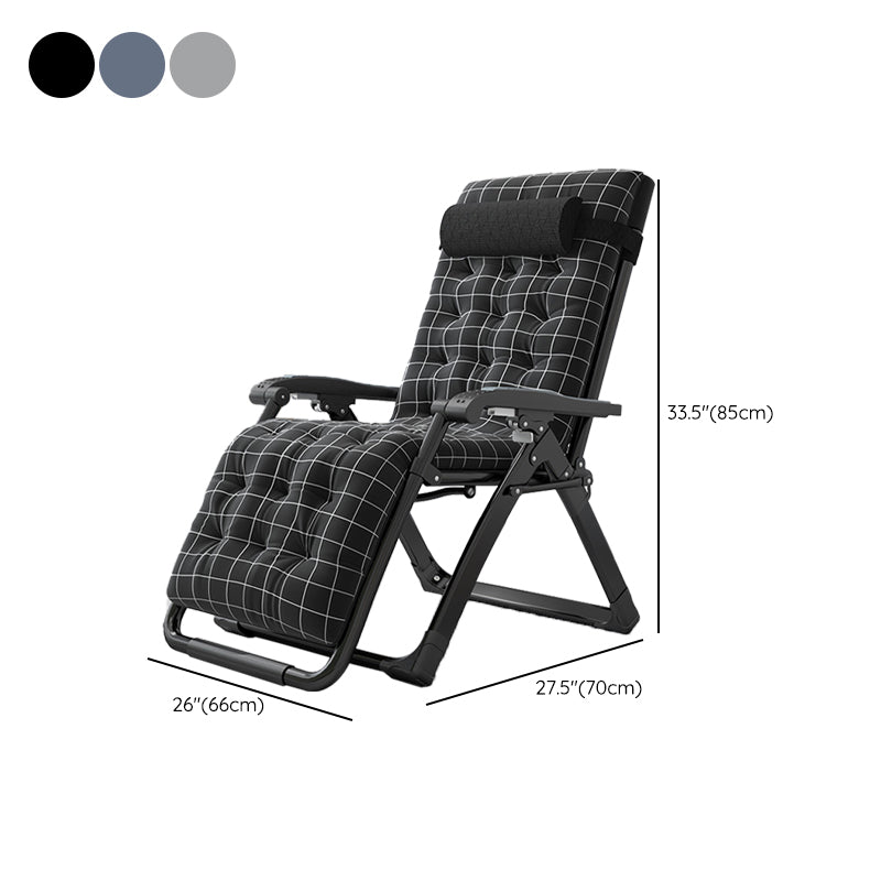 Contemporary Style Standard Recliner Metal Plaid Foldable Chair
