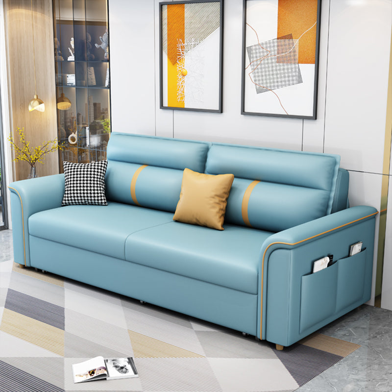 Blue Upholstered Sleeper Sofa 32.67" Tall Sofa Bed with Storage