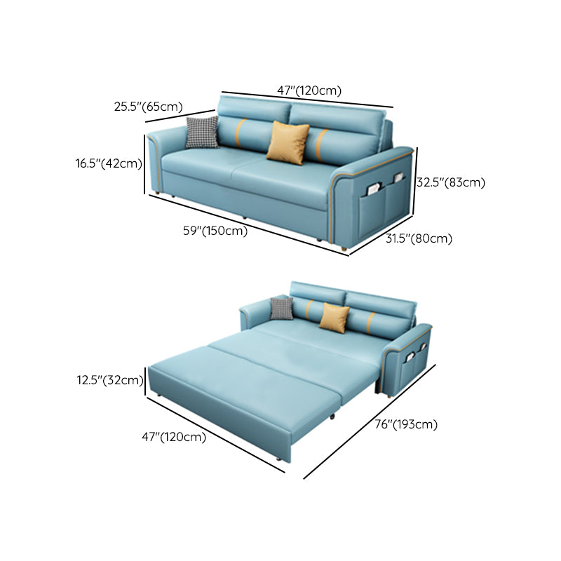 Blue Upholstered Sleeper Sofa 32.67" Tall Sofa Bed with Storage
