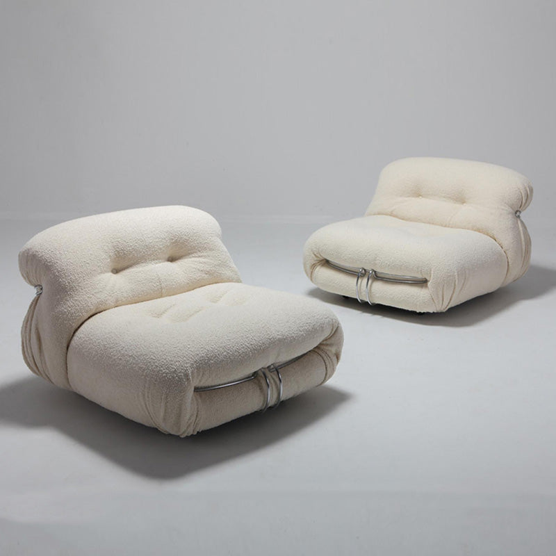Casual Armless Cushions Seating Standard Sofa in white for Bonus Room