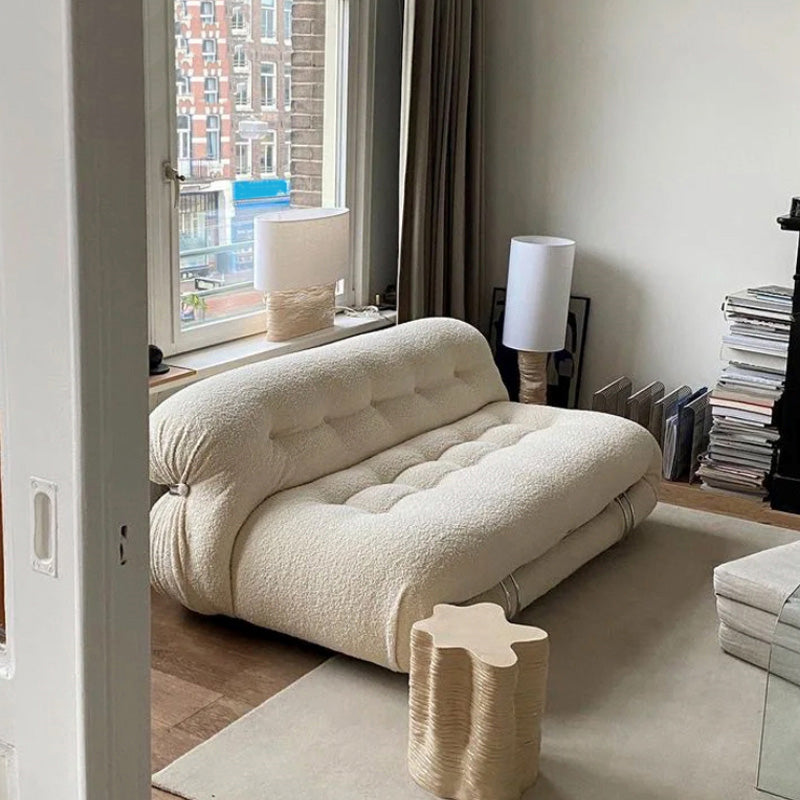 Casual Armless Cushions Seating Standard Sofa in white for Bonus Room