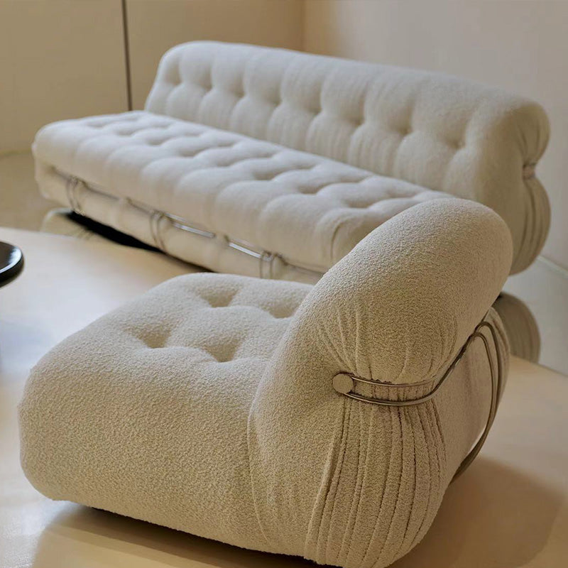 Casual Armless Cushions Seating Standard Sofa in white for Bonus Room