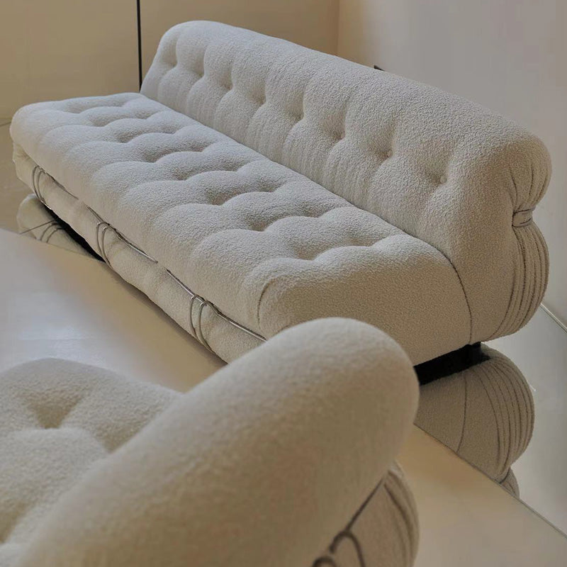 Casual Armless Cushions Seating Standard Sofa in white for Bonus Room