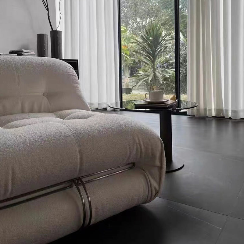 Casual Armless Cushions Seating Standard Sofa in white for Bonus Room