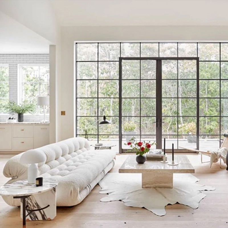 Casual Armless Cushions Seating Standard Sofa in white for Bonus Room