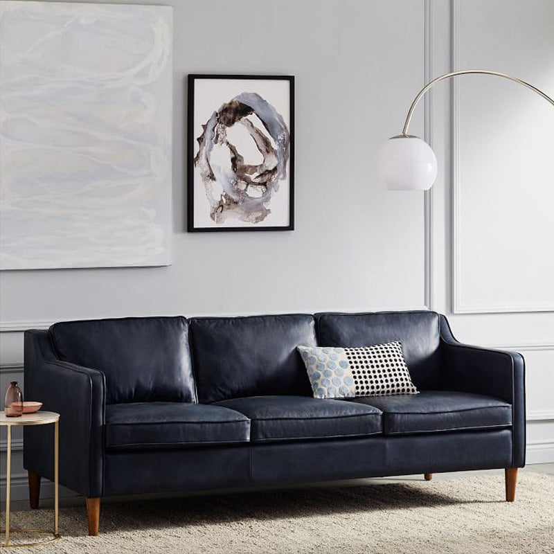 Contemporary Style Leather Sofa with Bolster Pillows Seating for Living Room