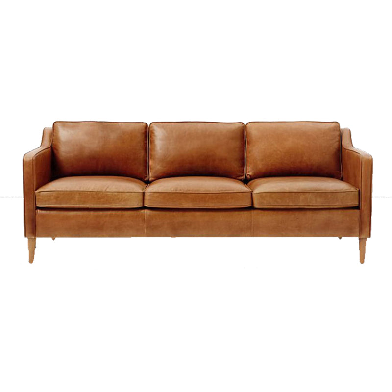 Contemporary Style Leather Sofa with Bolster Pillows Seating for Living Room