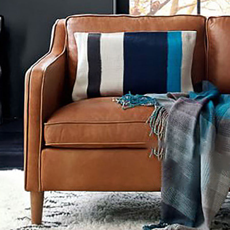 Contemporary Style Leather Sofa with Bolster Pillows Seating for Living Room