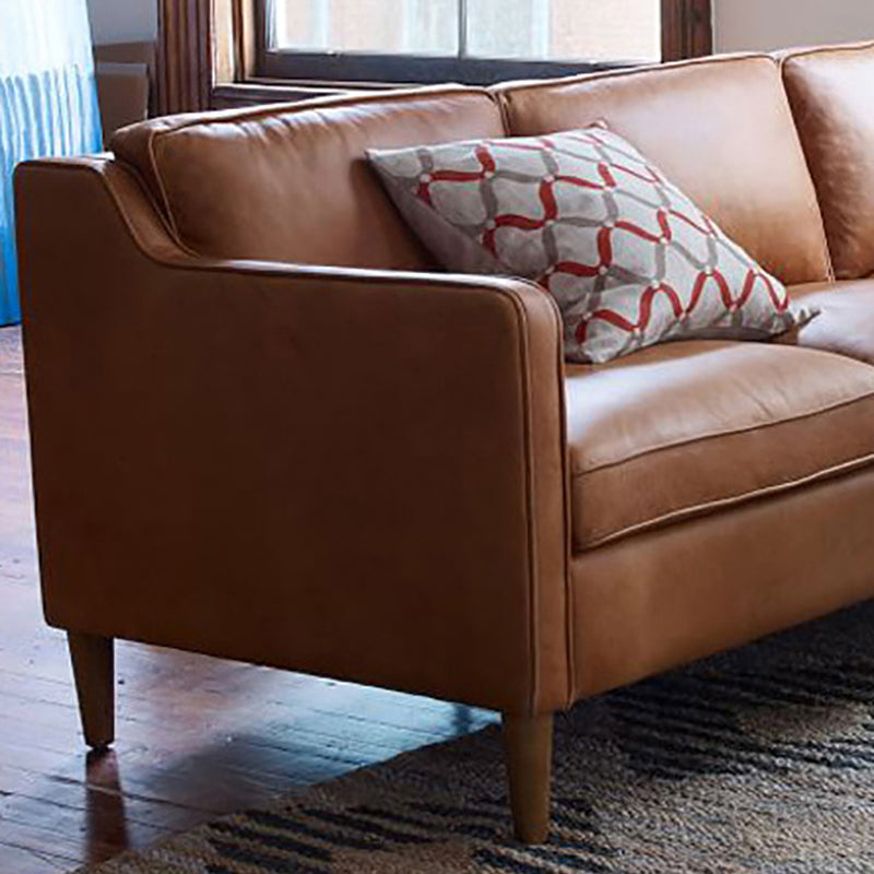 Contemporary Style Leather Sofa with Bolster Pillows Seating for Living Room